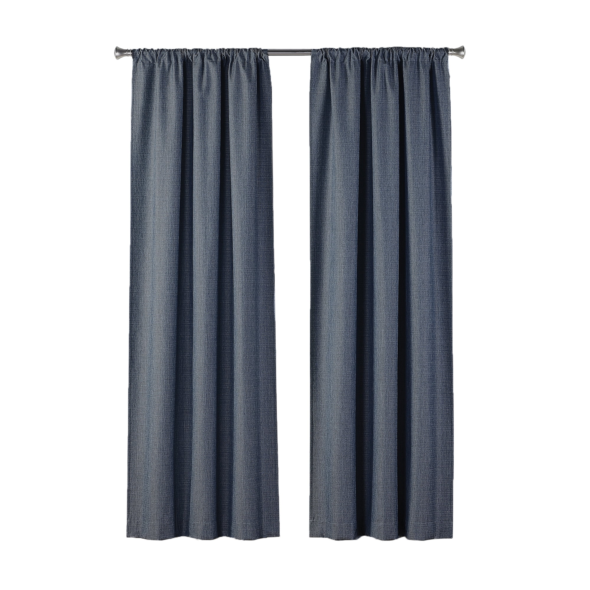 Ecologee Wakefield Textured Total Blackout Rod Pocket Curtain Panel Pair, Navy, 37" W x 84" L
