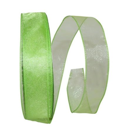 UPC: 0840108864841 | JAM Paper Sheer Wired Ribbon  1 1/2 Inches x 50 Yards  Apple Green  1/Pack