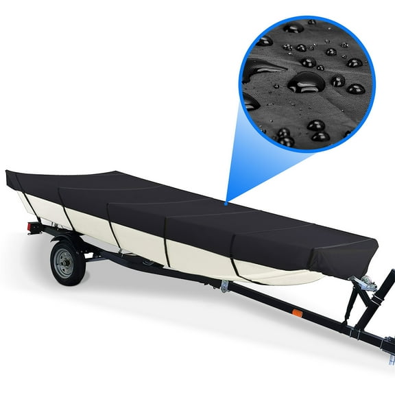 PET-U 210D Marine Grade Boat Cover - Water Proof Heavy Duty trailerable Replacement for Jon Boat