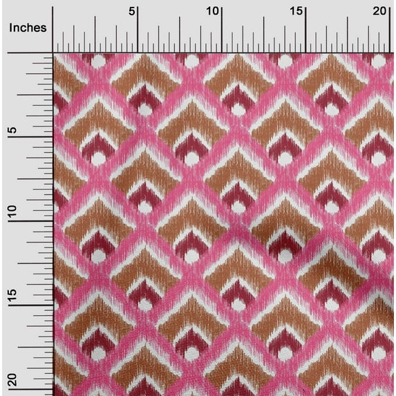 oneOone Organic Cotton Voile Fabric Argyle Style Ikat Print Fabric By The Yard 42 Inch Wide