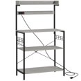 thumbnail image 1 of Étagère de Cuisine Gris Vieilli pour Boulanger avec Prise de Courant et Tablettes Ajustables – Station de Bar à Café pour Rangement de Salon, Salle à Manger et Entrée (53,9 Po H), 1 of 7