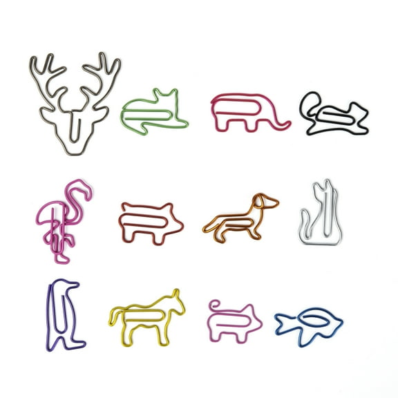 1box Animal Shape Iron Paperclips Cute Paper Clips Funny Bookmark Marking Clips Mixed color 24pcs/box