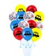thumbnail image 1 of Juego de 13 globos de 12 pulgadas con diseño de coche, confeti y látex para fiestas de cumpleaños (3 globos azules, 3 rojos, 3 amarillos, 4 con lentejuelas de colores y 1 cinta azul)., 1 of 8