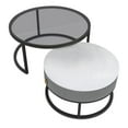 thumbnail image 3 of TY Arts & Culture Modern Glass Round Coffee End Table Set of 2 Grey, 3 of 9