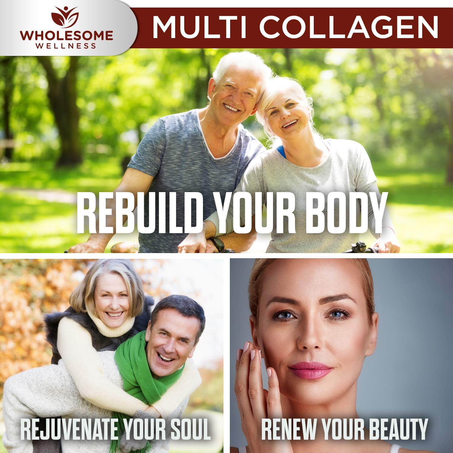 Multi Collagen Pills (Type I II III V X)and Bioperine -  Hair, Skin, Nails, Joints - Collagen Peptides Protein Supplement for Women Men