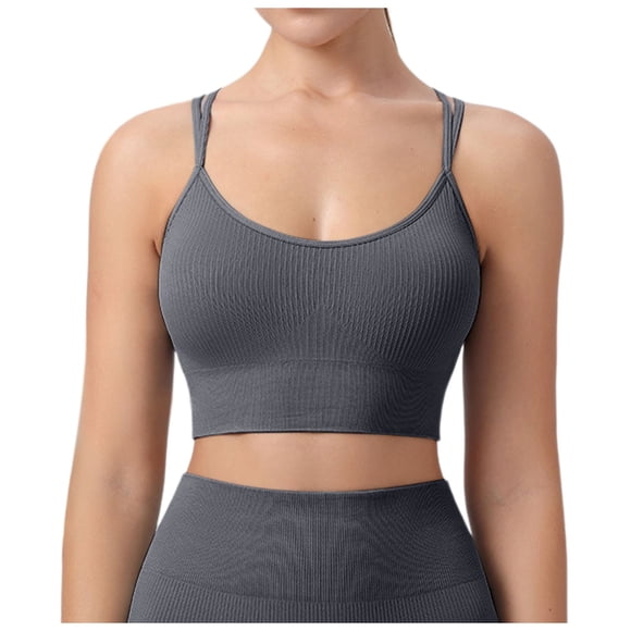 Yammkia Womens Sports Bras Sports Bras for Women High Support High Impact Sports Bras for Women Large Bust Push up Racerback Workout Running Bra (Grey,M)