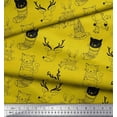 thumbnail image 2 of Soimoi Yellow Modal Satin Fabric Unicorn & Bunny Cartoon Printed Craft Fabric by the Yard 42 Inch Wide, 2 of 3