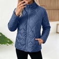 thumbnail image 4 of Chiccall Womens Quilted Puffer Jacket Full Zip Long Sleeve Winter Cotton Padded Coat Lightweight Warm Outerwear Blue 3XL, 4 of 9