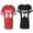 Men Red / Women Black, variant on Old Beast Beauty Unisex Couple Matching Cotton Jersey style T-Shirt Contrasting stripes on sleeves (Men Red / Women Black) (Men S / Women S)