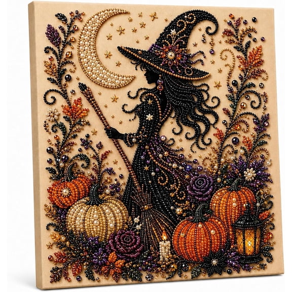 Halloween Ghost Pearl Art DIY Kit with Frame, 9.8 Inch 3D Pearl Bead Craft | Spooky Cute 3D Diamond Painting Crafts for Adults, DIY Fall Home Decor Wall Art, Beginner Seasonal Gift