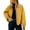 Yellow, variant on Women's Contrast Cuff Jacket, Plaid Collar Long Sleeve Top, Relaxed Fit Casual Outerwear, Lightweight Zip Up Coat, No Hood Everyday Wear, Barn Style Shirt Jacket Black L