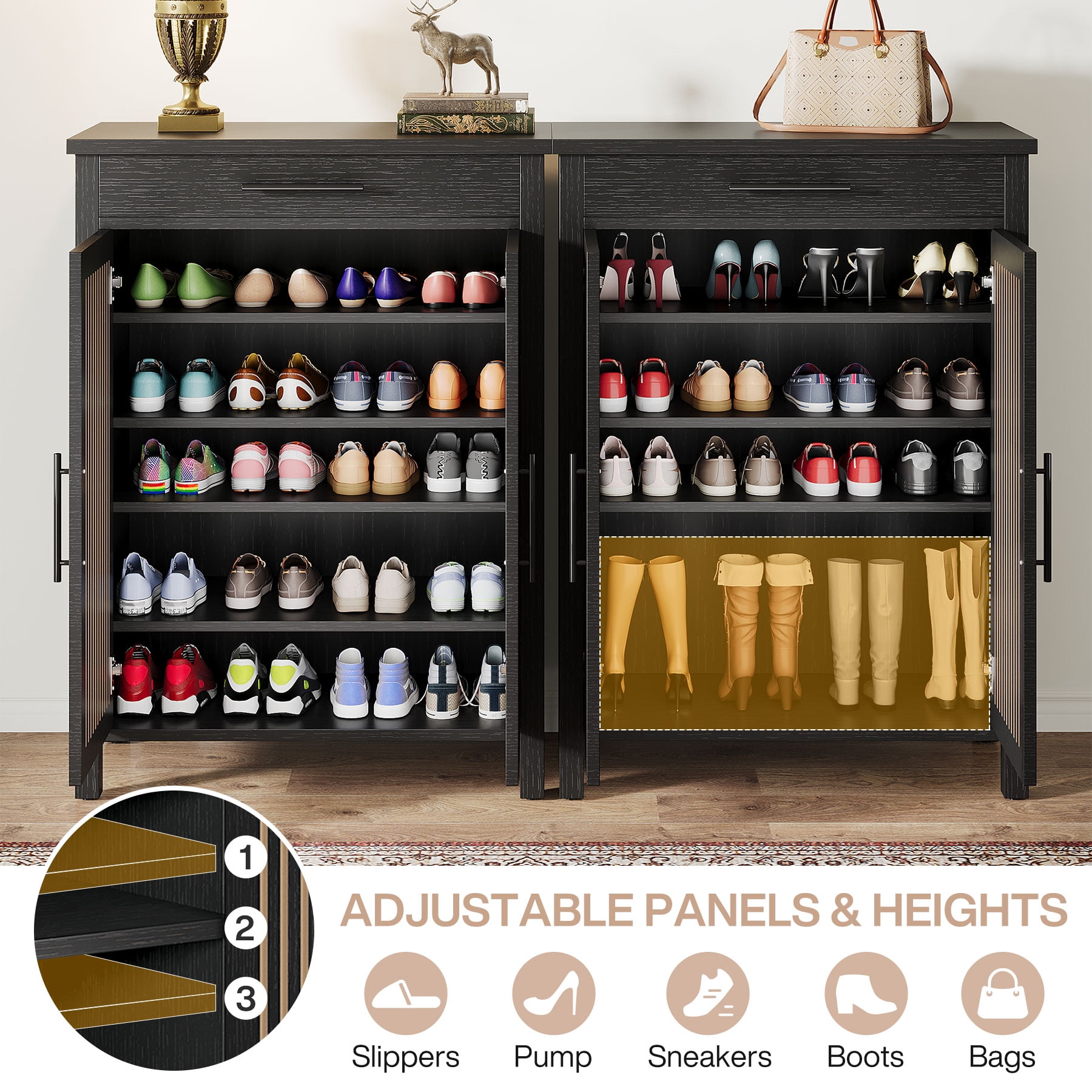 Tribesigns 5-Tier Shoe Cabinet, Shoe Cabinet with Louvered Doors