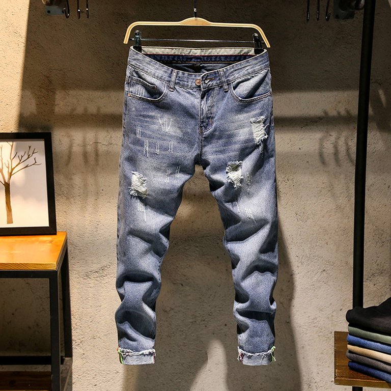 indsats fragment Incubus Men Pants Fashion Causal Pocket Zipper Slim Fit Shredded Denim Long Jeans  Pants Outdoor Apparel - Walmart.com