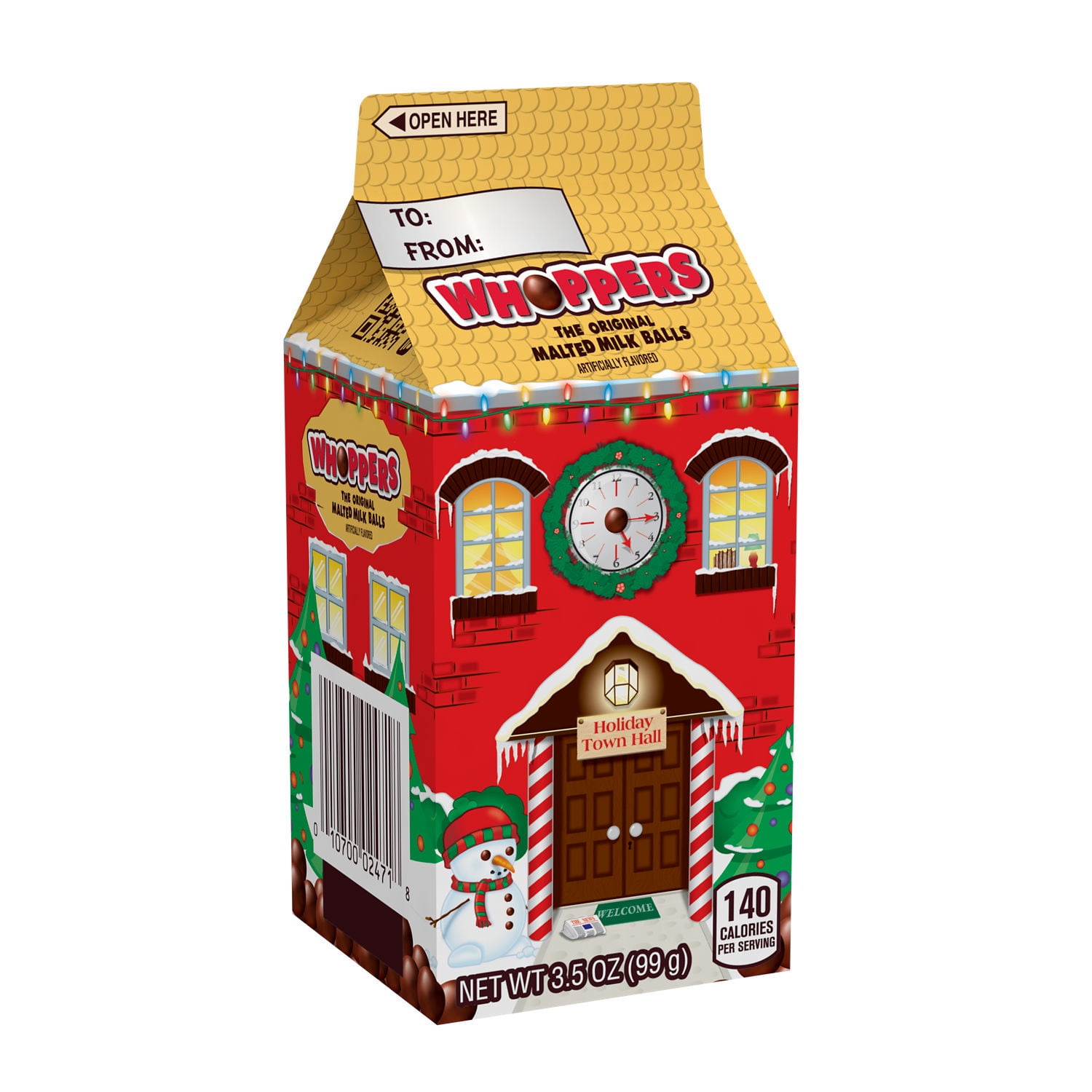WHOPPERS, Malted Milk Balls Candy, Christmas, 3.5 oz, Carton