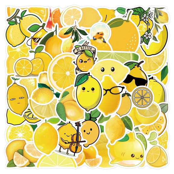 59 Lemon Stickers – Waterproof Vinyl Citrus Fruit Decals for Water Bottles, Laptops, Notebooks, Tumblers, Phone Cases & Journals
