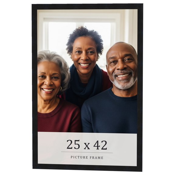 25x42 Frame Black Real Wood Picture Frame Width 0.75 inches | Interior Frame Depth 0.5 inches |