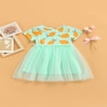 thumbnail image 4 of Infant Baby Girls Summer Dress Cartoon Lemon Print Short Sleeve Tulle A-Line Dress, 4 of 9