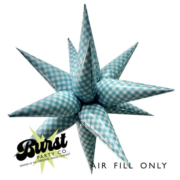 Blue Gingham Starburst Balloon 40"
