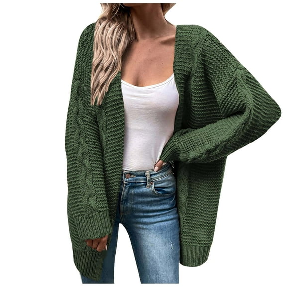 Ozmmyan Womens Cardigan Sweater Fashion Knitted Long Hemp Pattern Cardigan Sweater Coat Jacket