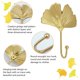 thumbnail image 3 of Ganchos de hierro con hojas decorativas, 4 Uds. Ganchos montados en la pared con forma de hoja de Ginkgo, soporte para llaves moderno, sombrero de una sola punta dorado montado en la pared, 3 of 5