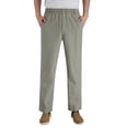 thumbnail image 3 of Pafei Tyugd Linen Pants Men Casual Summer Comfy Breathable Cotton Pants with Pockets Elastic Waist Loose Fit Straight Leg Beach Pants Green 3XL, 3 of 8