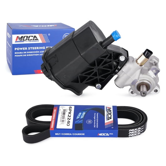 MOCA AUTOPARTS Power Steering Pump with Serpentine Belt 6PK2240 Fit for 2002-2003 Dodge Ram 1500 3.7L 4.7L