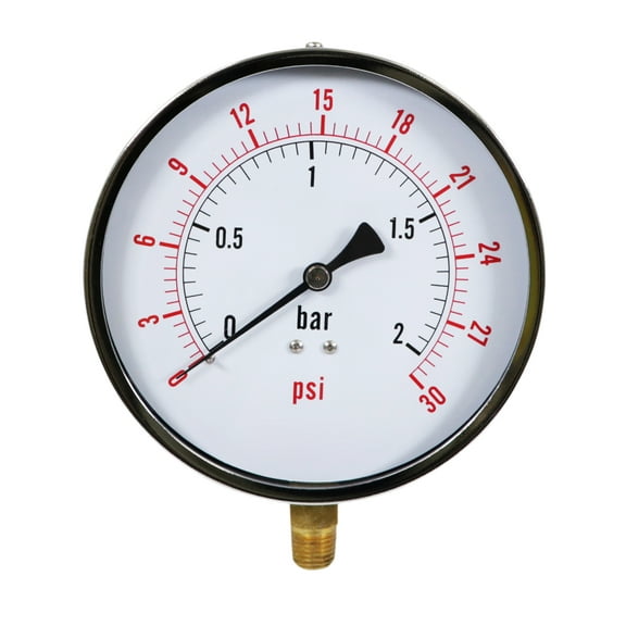 Supply Giant 4.5" Utility Dry Water Pressure Gauge 30 PSI, 1/4" NPT Lower Mount
