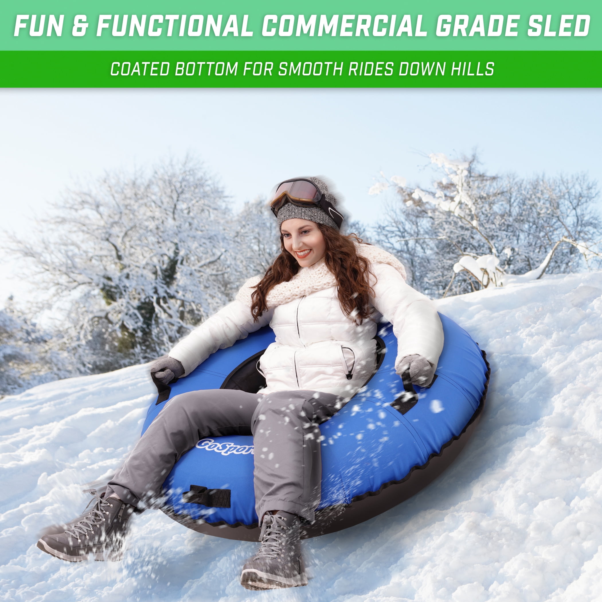 47.3 Large Heavy Duty PVC Snow Backrest Sledding Tube with 2 Handles for Adults & Kids Winter Outdoor Fun Entertainment IPHUNGO Inflatable Snow Tube
