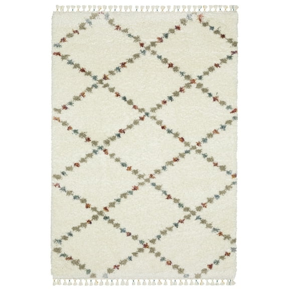 Woven Trends Xis Area Rug - AX08A - 9'10" X 12'10" - in Ivory - Plush Soft Shag, Family, Dining, Modern Style, Stain Resistant, Cushion Feel, Living Room Rug