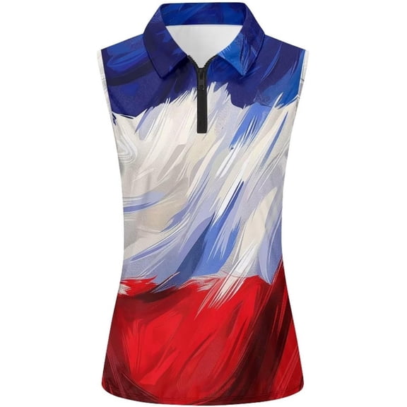 FASHOFT Womens Polo Shirt Golf Shirts Collared Shirts Sleeveless Tee V Neck Tops Red L