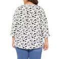 thumbnail image 3 of Blusa de gasa de mujer plus size Agnes Orinda, con cuello en V y mangas 3/4, blusa tunic casual de verano 4X blanca, 3 of 5