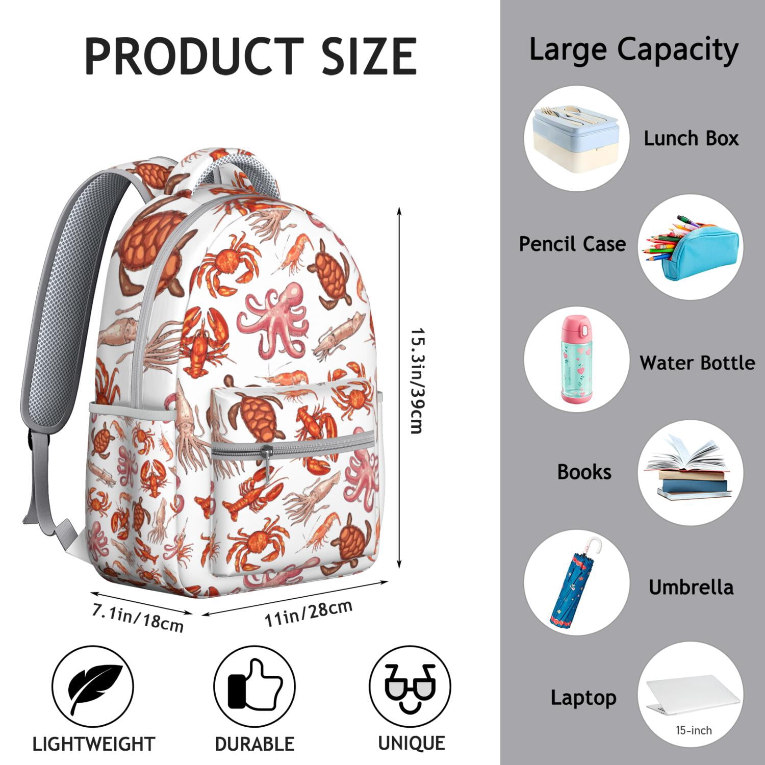 Sea Turtle Hawaiian Waterproof School Backpack - Ergonomic Student Backpack with Spinal Support & Breathable Straps for Teens & College Students