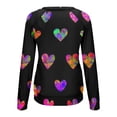 thumbnail image 4 of Jacenvly Womens Plus Size T-Shirts Crew Neck T Shirt Long Sleeve Shirt Soft Comfort Heart Printed Valentine'S Day Love Printing Loose Fitting Sweater Sweatshirts Black, 4 of 7