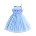 thumbnail image 3 of Blue Dresses for Toddlers Girls Mesh Patch Dressy Formal Elegant Sleeveless with Bow Flower Girls Dresses Cute Spaghetti Straps Dress, 3 of 10