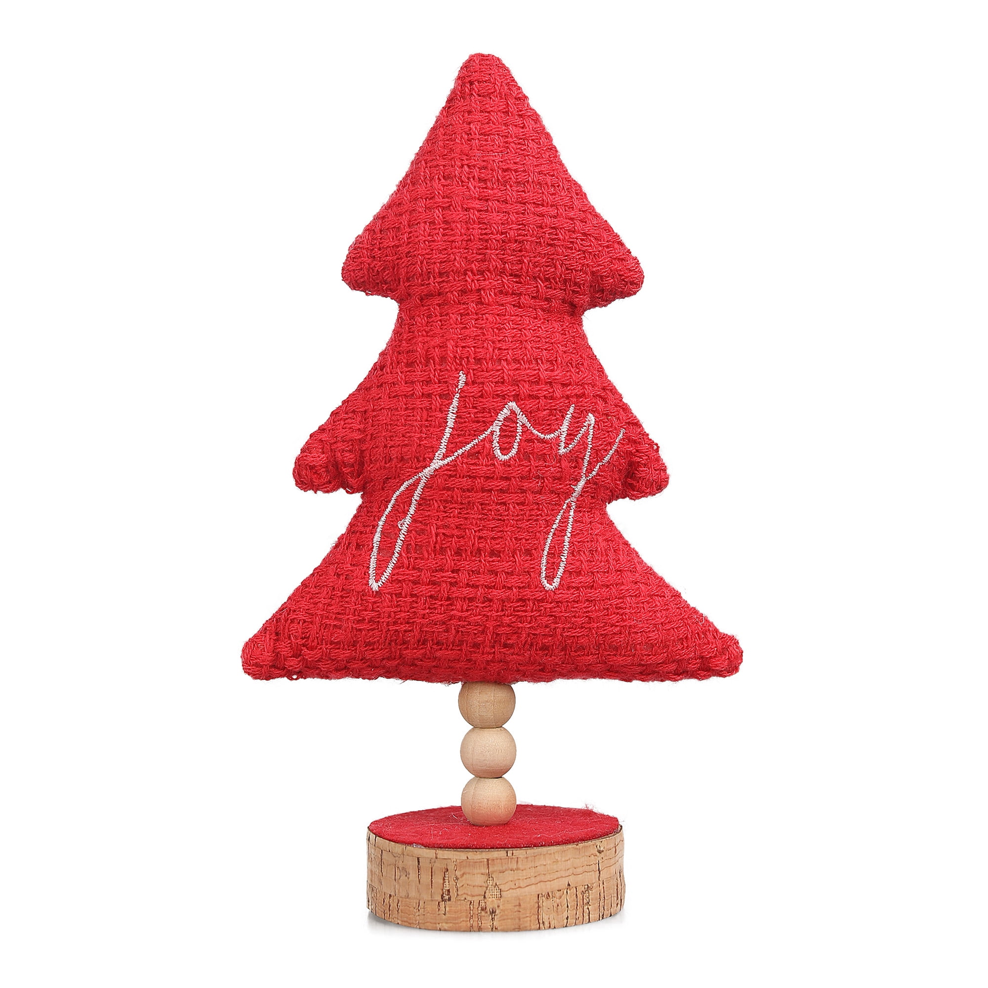 Holiday Time Red Joy Fabric Tree Tabletop Christmas Decoration