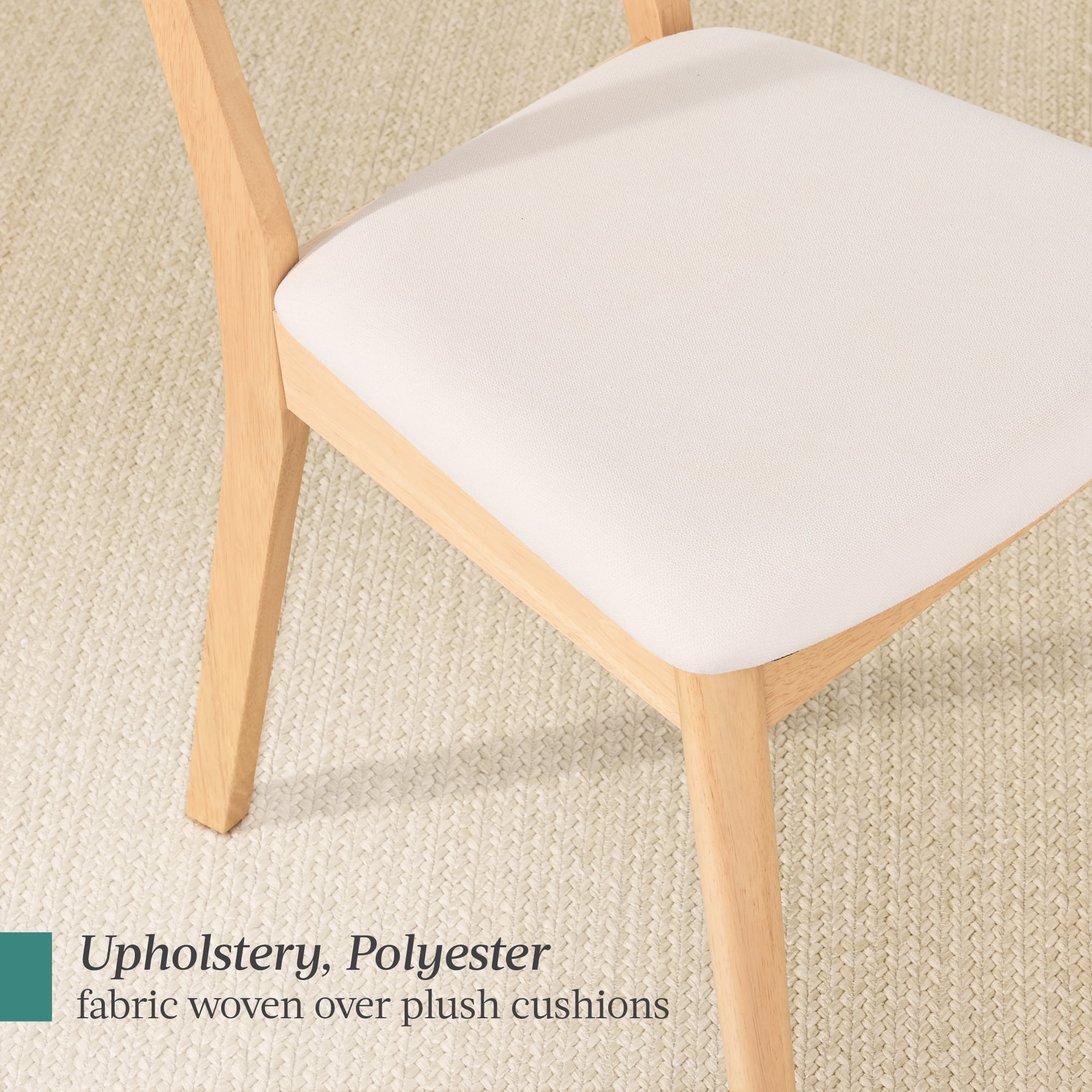 Best Choice Products 2-Piece Mid-Century Modern Wood & Upholstered Dining Chair Set - Oak/Cream