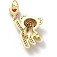 thumbnail image 3 of 1 pc Rack Plating Brass Micro Pave Cubic Zirconia Pendants with Pearl Cadmium Free & Lead Free Long-Lasting Plated Real 18K Gold Plated Bear Red 21x14.5x6mm Hole: 3.2mm, 3 of 4
