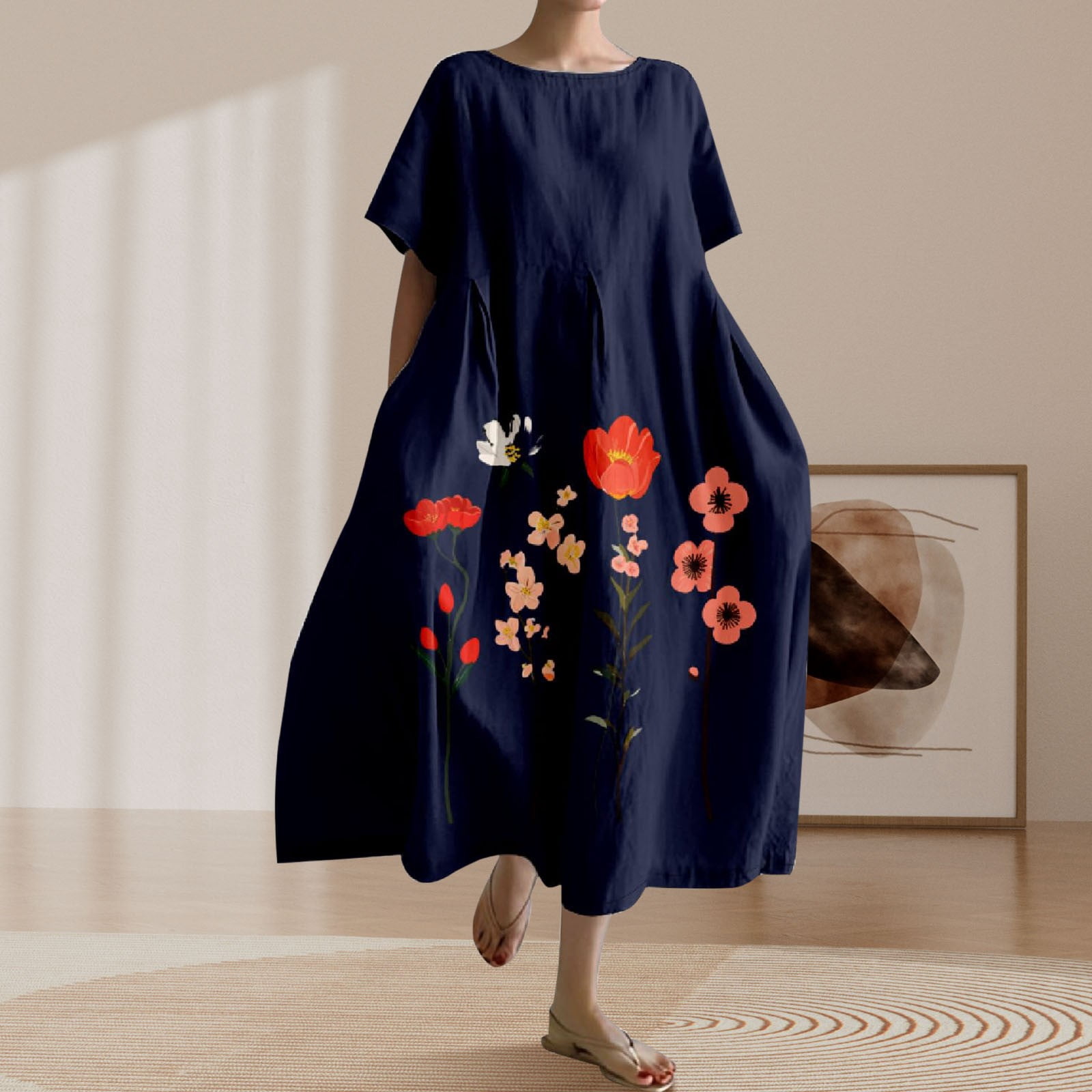 Ruyang Vintage Japanese Art Dress for Women 2024 Boho Floral Print Oversized Crewneck Linen Casua Summer Dresses Women's - Walmart.com Ruyang Vintage Japanese Art Dress for Women 2024 Boho Floral Print Oversized Crewneck Linen Casua Summer Dresses Women's - Walmart.com