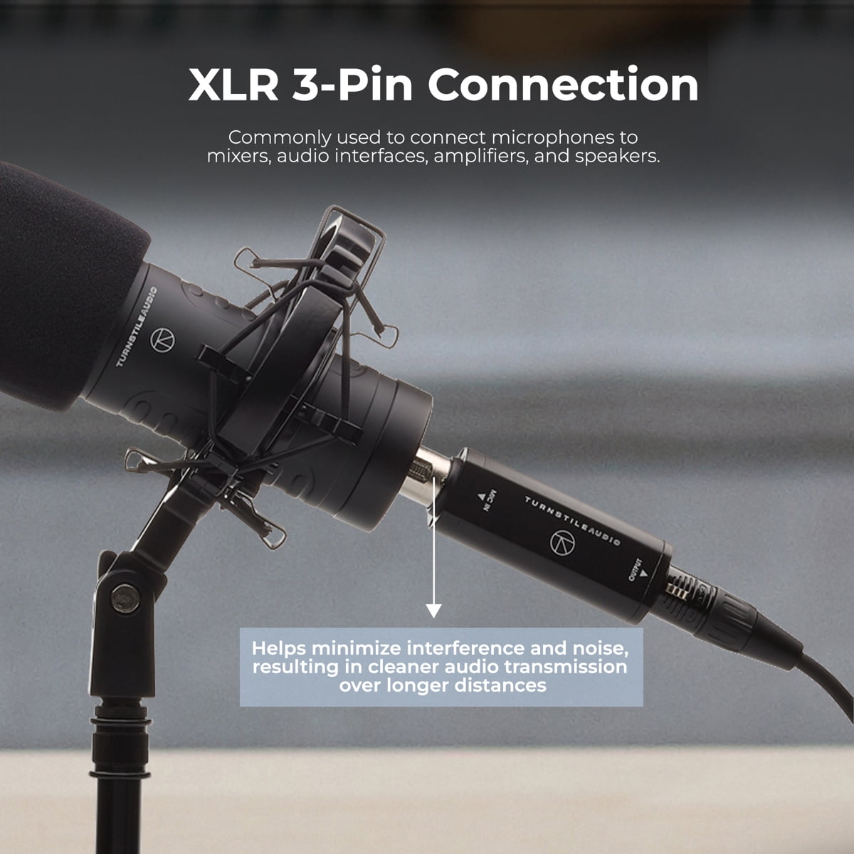 Turnstile Audio Platform Series TAP500 Cardioid Dynamic Broadcast Microphone for Podcast, Recording, Music, Speech, Wide-Range Frequency, Natural Sound, Mid-Boost, Streaming, Studio, Low-Cut Function