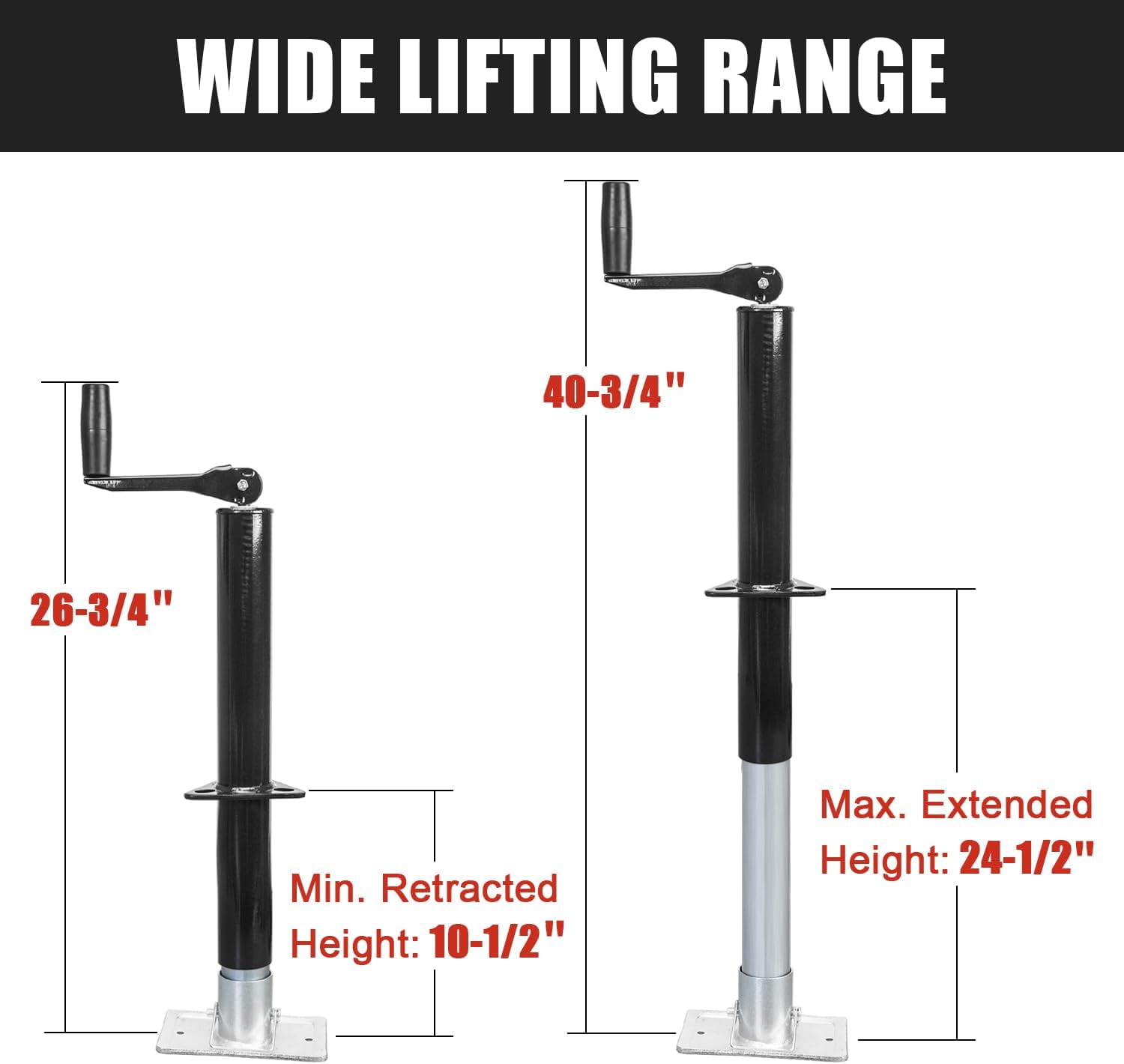 A- Frame Trailer Jack 2000 lbs, 14 Inches Vertical Travel for A-Frame Travel, Cargo and Utility Trailers