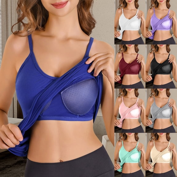 SXCXLSA Tank Tops with Built in Bras Plus Size Women's Flowy Camisole with Built in Bra & Adjustable Spaghetti Straps Pleated Loose Fit