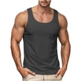 thumbnail image 2 of Wyongtao Mens Athletic Fit Tank Tops Sport Loose Fit Lightweight Tees Classic Solid Color Summer Sleeveless Blouses (S, Dark Gray), 2 of 5