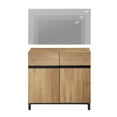 thumbnail image 5 of Wampat 31.5" Sideboard Buffet Cabinets, Modern Sideboard with Adjustable Shelf & Metal Base, Coffee Bar Cabinet Storage Cabinet for Living Room, Oak, 5 of 9