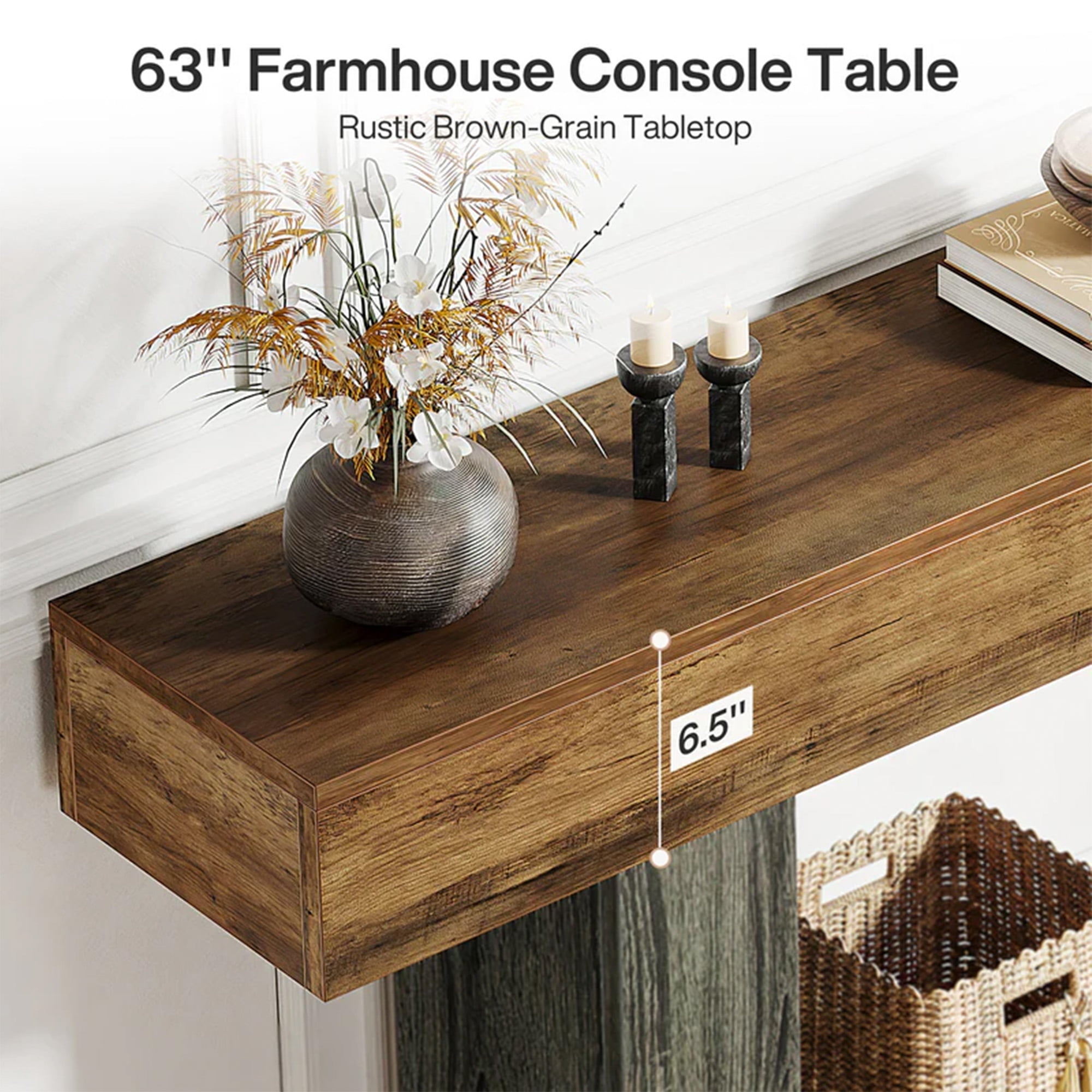 MAYEERTY Console Table with Lower Storage Shelf for Decor & Vases
