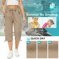 thumbnail image 4 of FEN AI Women Khaki Cargo Longs Shorts Quick Dry UPF 50+ Outdoor Camping Capris Lightweight Stretch Travel Trousers Casual Summer Pants for Ladies, 4 of 10