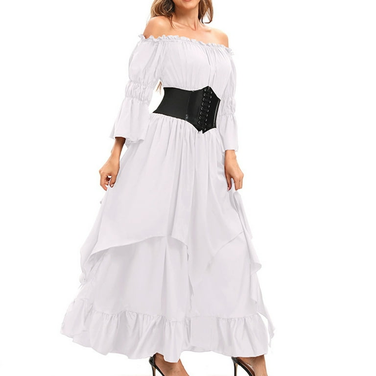Bridesmaid Dresses Gothic Dress Renaissance Costume Women Long Maxi Flowy  Dress Medieval Long Dress Vacation Dresses for Women S-214 - Walmart.com