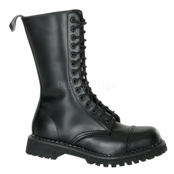 Rocky-14, 14 Eyelet Steel Toe Black Leather Calf Boot