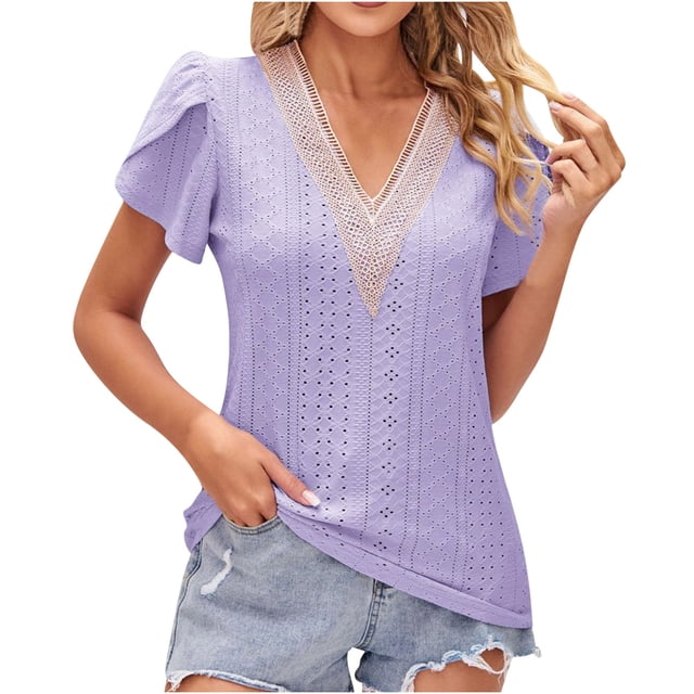 Birdeem Blouse Mode Femme Manches Courtes Col en V Ample Manches Bouffantes Imprimé