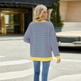 thumbnail image 3 of IWEMEK Women Tops Striped Long Sleeve Fall Shirts Color Block Crewneck Sweatshirts Y2K Casual Loose Winter Pullover, 3 of 6