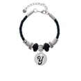 thumbnail image 2 of Delight Jewelry Silvertone Large Script Letter - Y - 3/4'' Disc - Godmother Celtic Knot Leather Bead Bracelet, 7"+2" Extender, 2 of 4